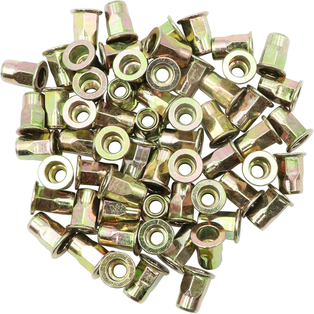 LBY 60Pcs Carbon Steel Rivet Nuts, M6 Thread Insert Nutsert (Half-Hexagonal) Riv