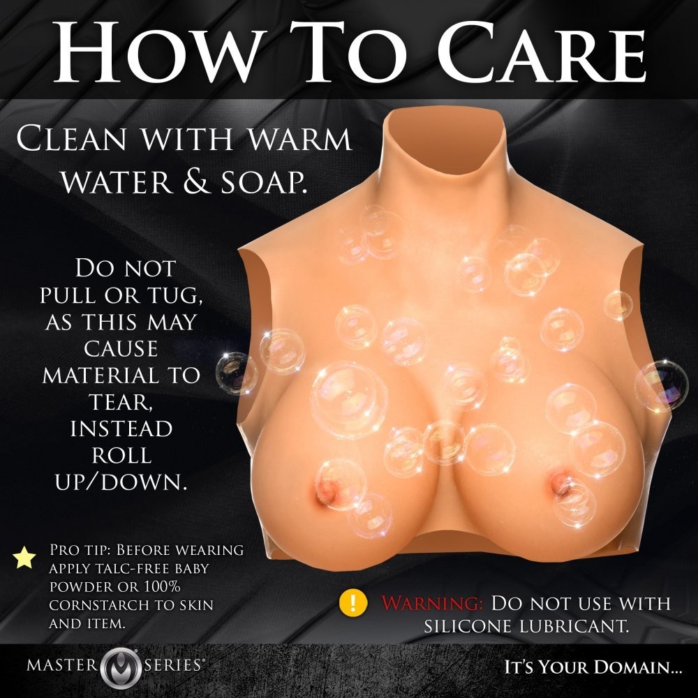 Master Series Perky Pair D-Cup Silicone Breasts - Dark