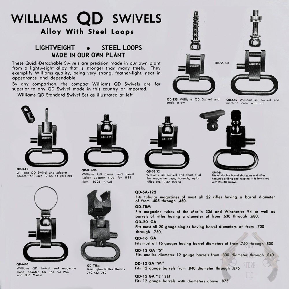 WILLIAMS 1" QD Swivel and Short Stud (10-32 thread)