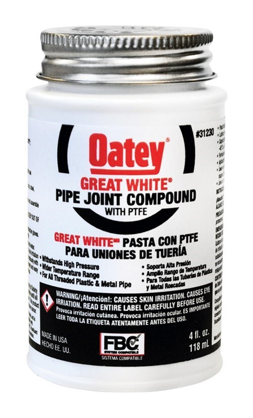 Oatey Great White White Pipe Joint Compound 4 oz (Pack of 12)