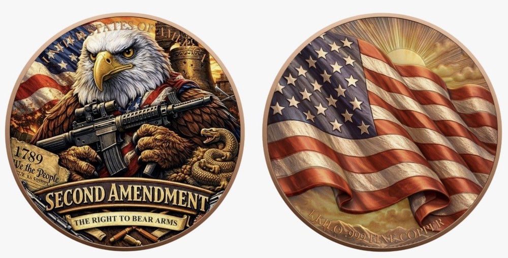 2nd Amendment Eagle Colorized 1 Kilo Copper Medal in Capsule (PRE-ORDER)