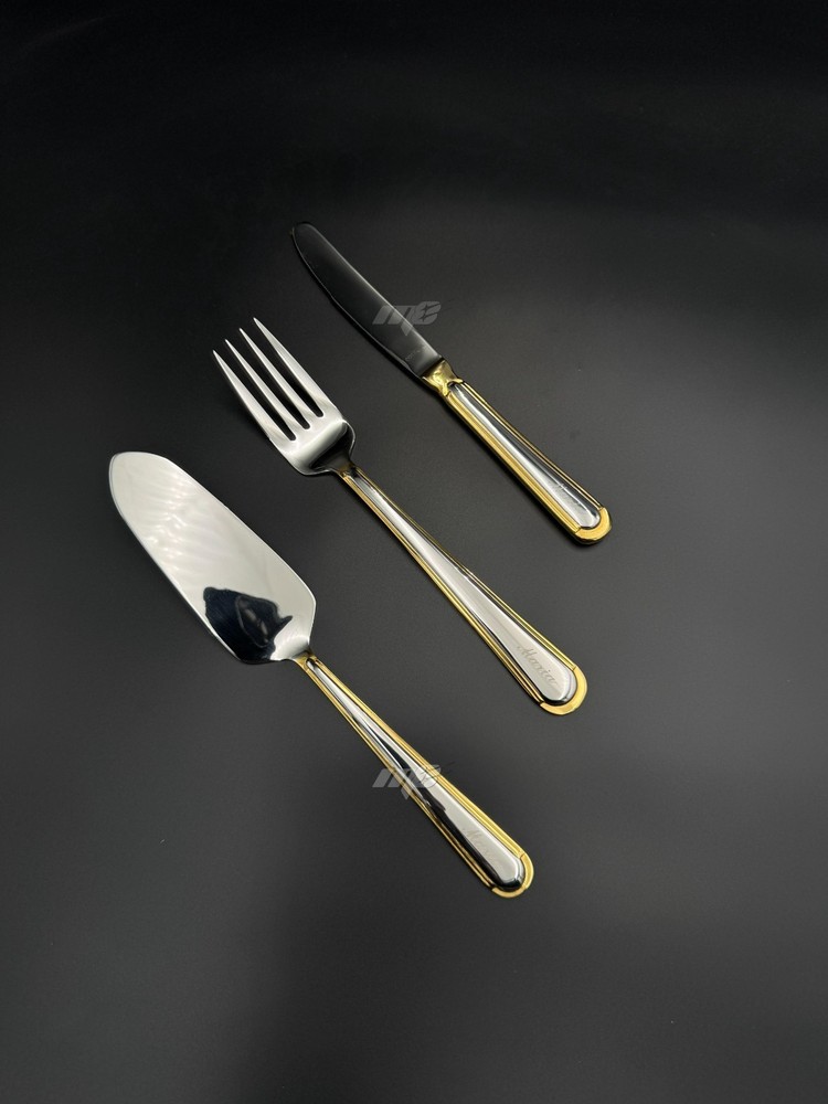 24k Gold Wedding Cake Server Set Personalized Name Knife & Fork Premium Gift Box