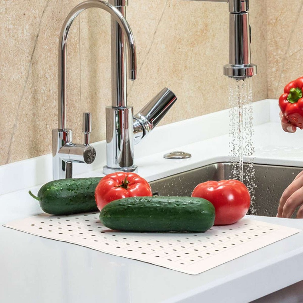 2 Pack Kitchen Sink Mat Drain Pad Protector 10" x 12" Non-Slip Rubber Durable