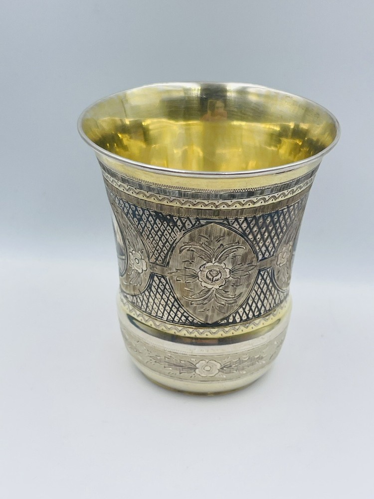 Russian Antique 84 Sterling Silver Niello Cup