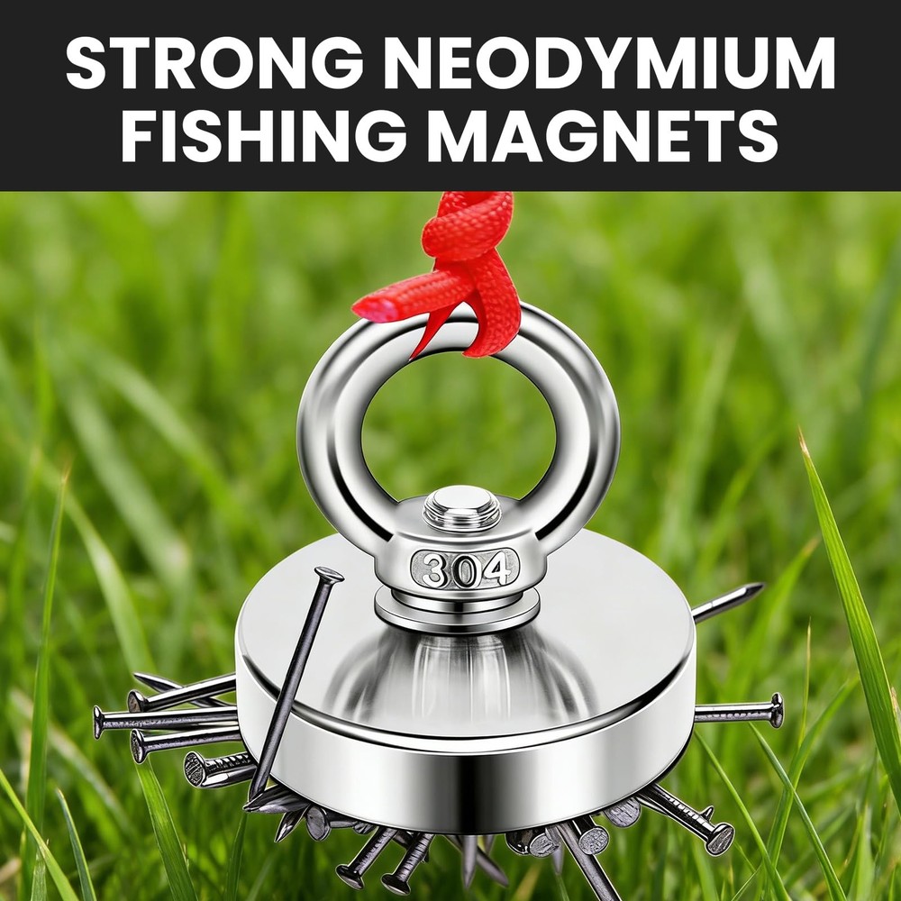 2Pack 270 lbs(123 KG) Pulling Force Powerful Fishing Magnets,with Countersunk...
