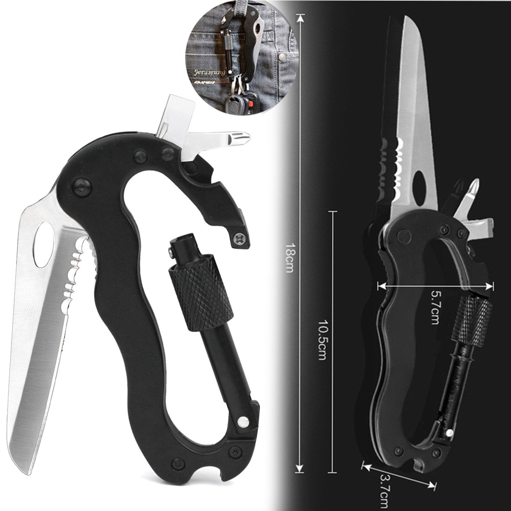 Quick Release Hiking Folding Climbing Carabiner Hook Gear Multi Rock Lock Opener