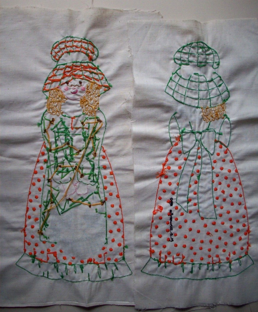 80's Started doll hand embroidered panels salvage project