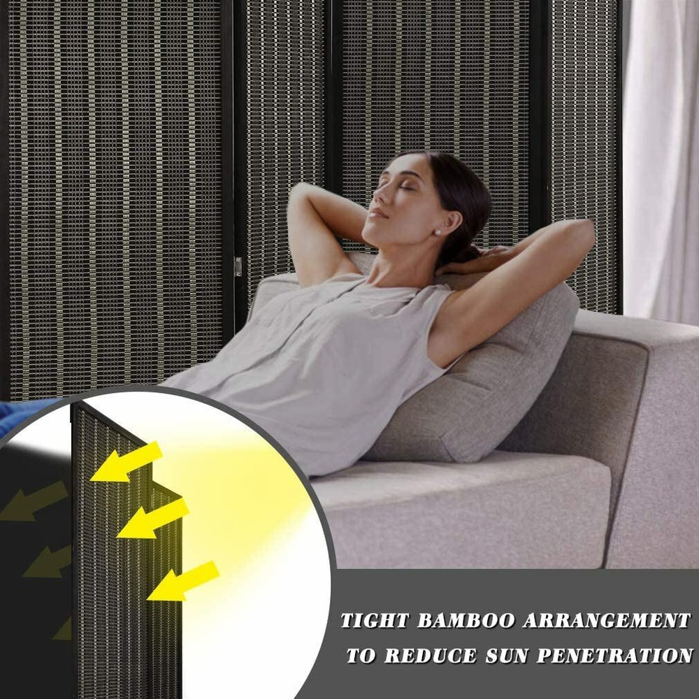 4 Panel Room Divider Privacy Screen Folding Bamboo Room Wall Seperating Divider