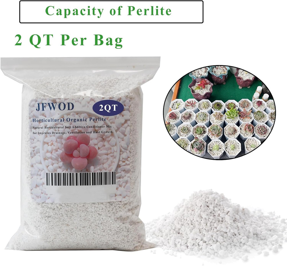 2 Quart Organic Perlite Horticultural Soil Amendment for Plants and Enhanced Dra