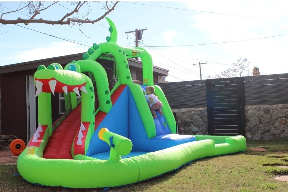 Crocodile Cave Inflatable Water Slide with Blower