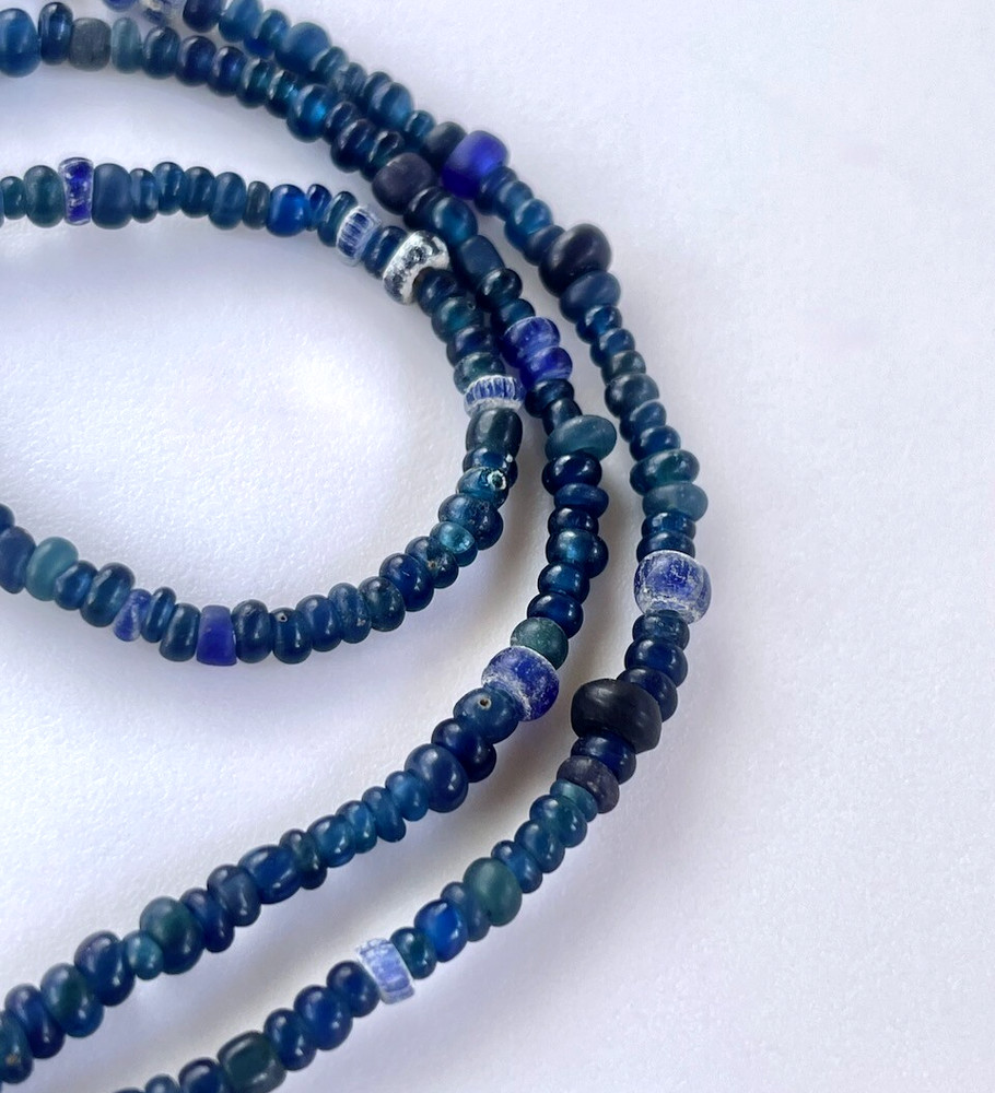 Authentic Ancient Indo Pacific / Nila Dark Blue Bead Strands