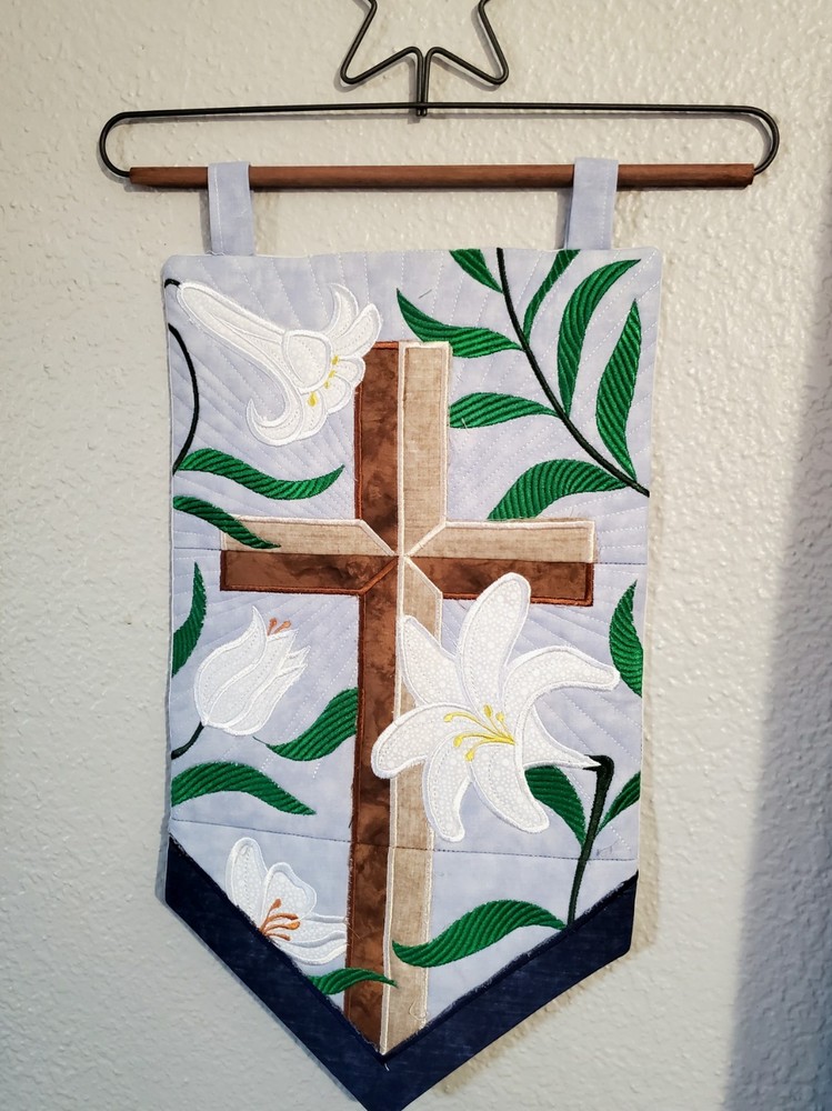 Easter Cross and Lilys Wall Hanging