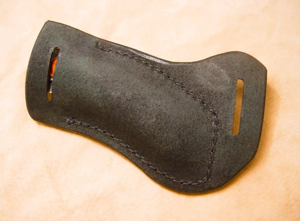 Custom Black Leather Sheath for Buck Folding Alpha Hunter (left hand)