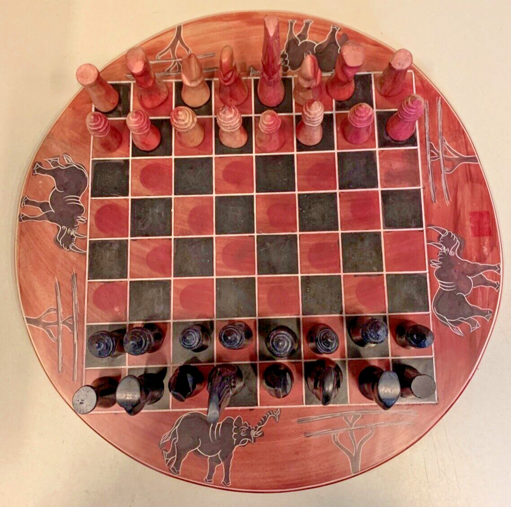 Vintage African Soap Stone Chess Set