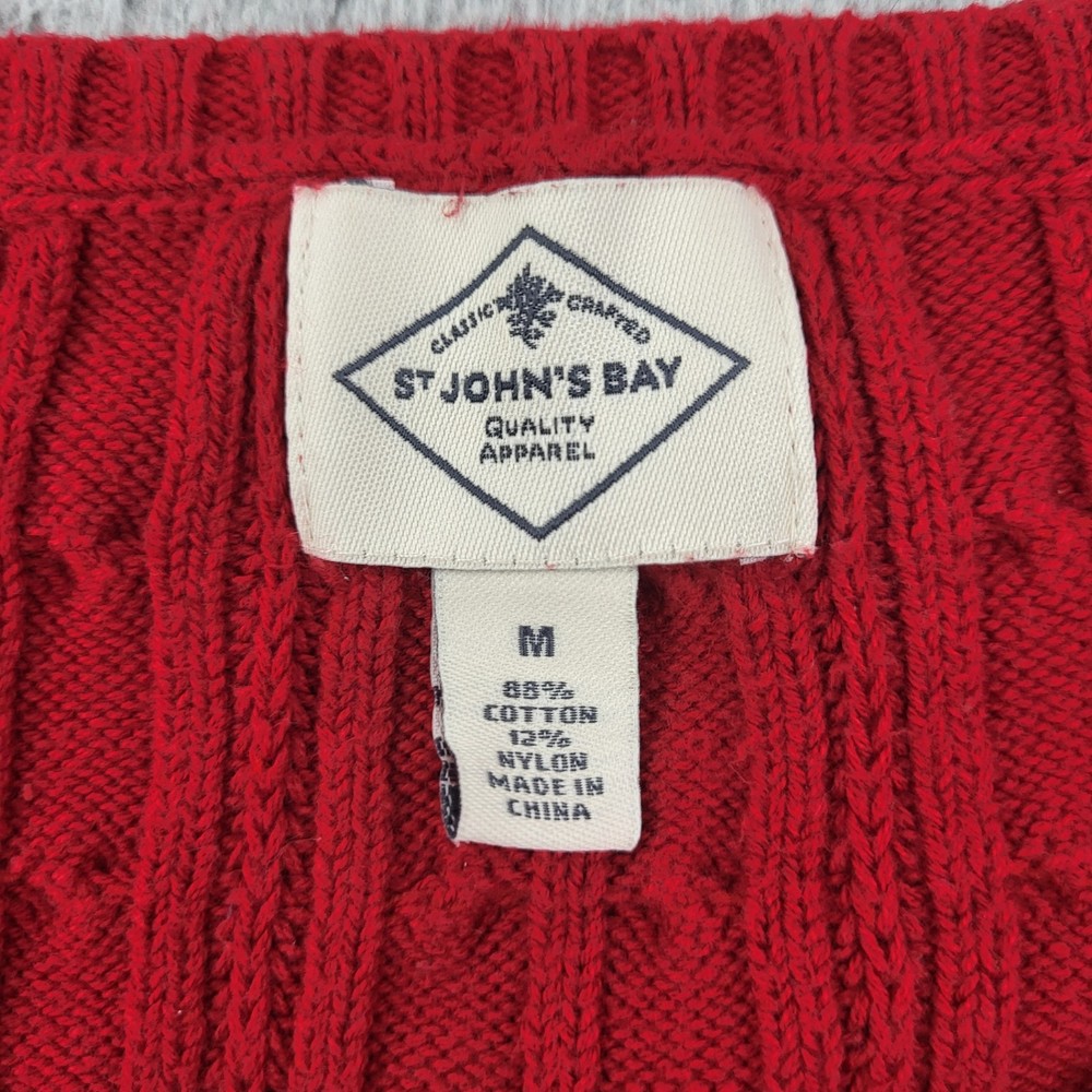St. John's Bay Sweater Womens Medium Red Cable Knit Pullover