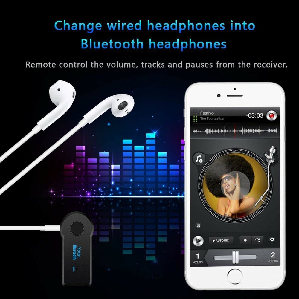 Mini Bluetooth Receiver, Wireless 4.1 Receiver Aux Receiver Adapter, Hands-Fr...