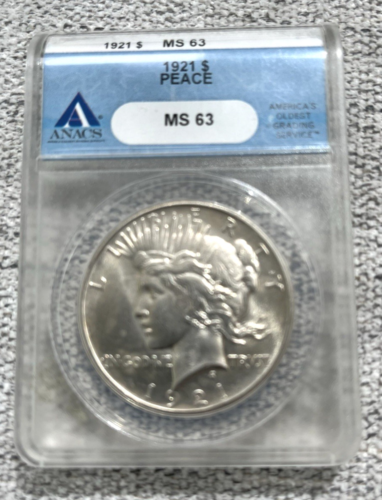 1921 Peace Silver Dollar ANACS MS63 BLAZER