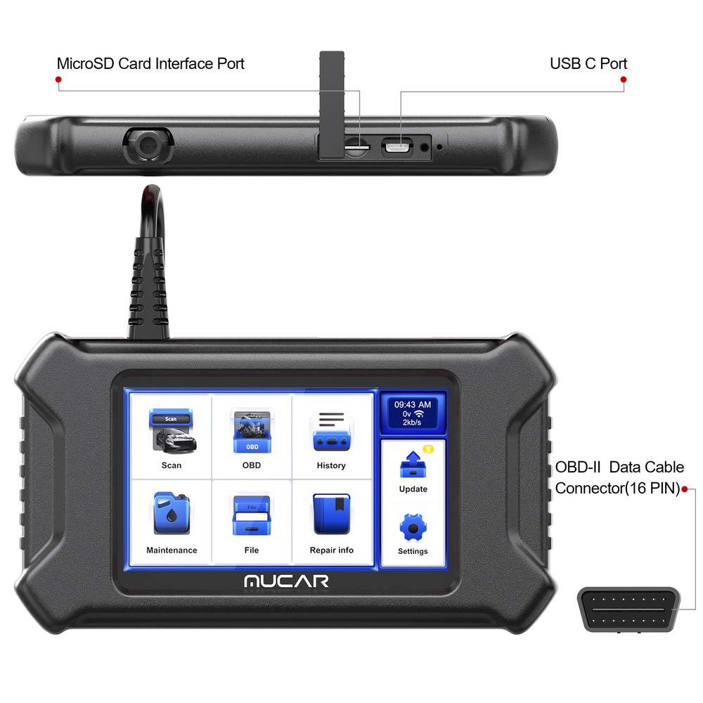 MUCAR CS6 Auto OBD2 Diagnostic Scan Tool Scanner Code Reader ABS SRS ECM TCM BCM