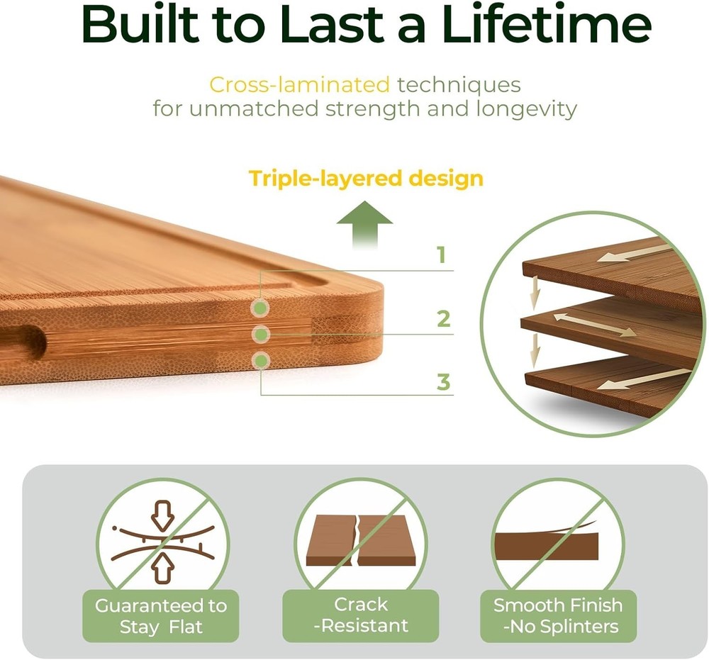 KeeCHEE® Extra Large Dark Carbonized Bamboo Cutting Board