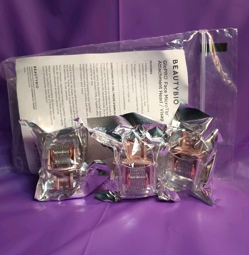 NIP 3 Pack BeautyBio GloPro Face MicroTip Attachment Head / Visage
