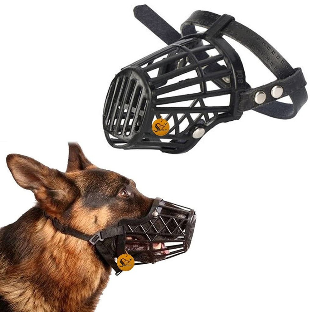 Sage Square Adjustable Strap Muzzle Black Extra Small Medium Dogs Training Walks