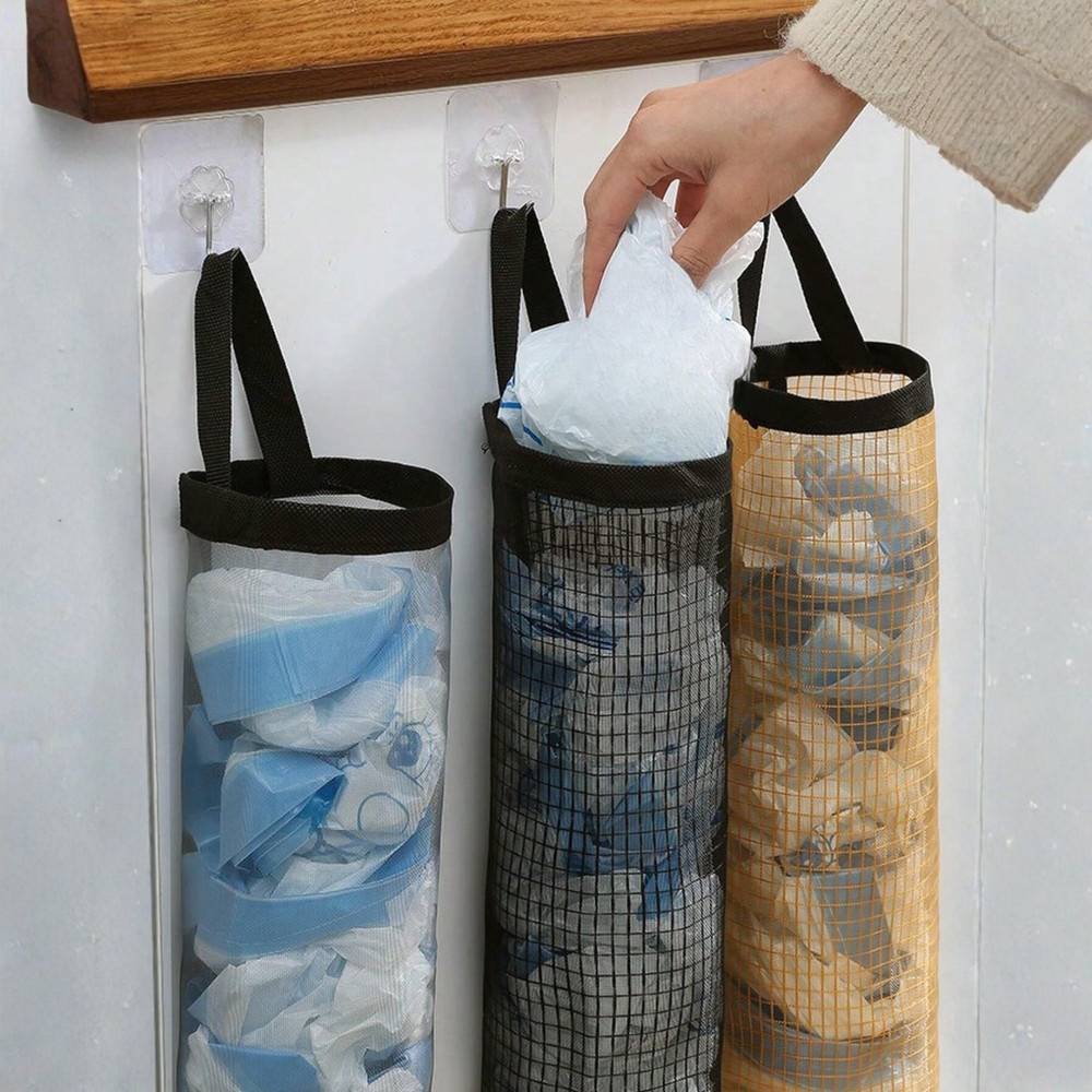 1pc Wall-Mounted Plastic Bag Dispenser Rack Organizer Kitchen Accessories