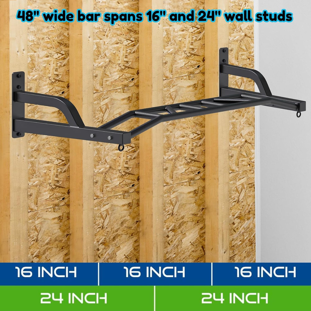 48'' Heavy Duty Pull up Bar Wall Mount Multi-Function Chin up Bar with Home Gym