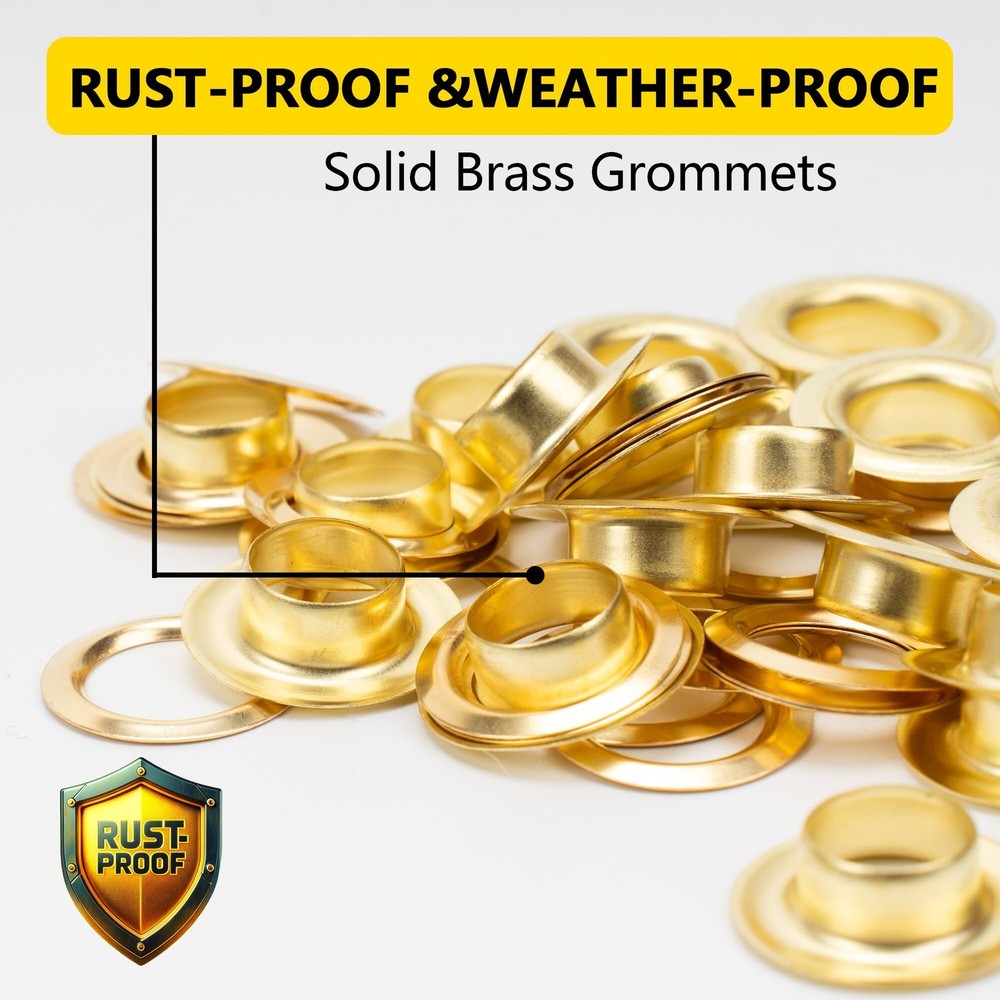 Grommet Tool Kit, 50 Sets 1/2 Inch Heavy Duty Rustproof Brass Eyelets Kit wit...