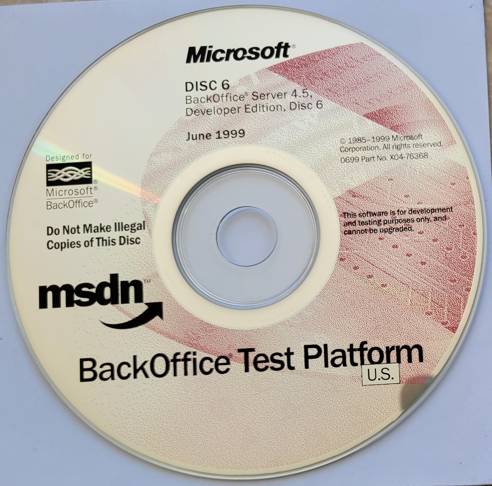 Vintage - Microsoft BackOffice Server 4.5 Developer Edition, 7 CDs, 1999