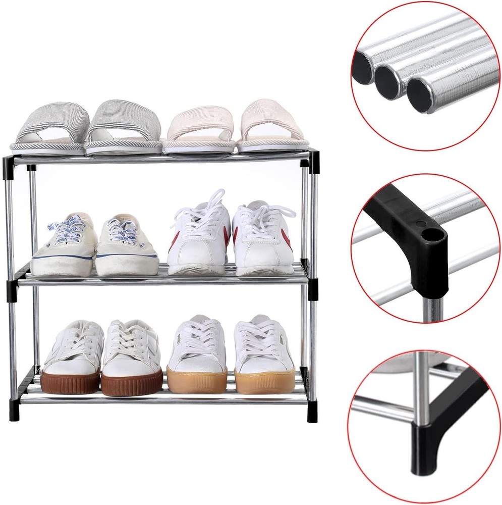 Elegant 3-Tier Black Shoe Rack – Easy Assembly & Stylish Storage Solution