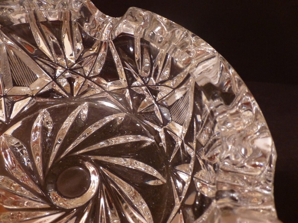 Vintage Heavy Crystal Ashtray, Pinwheel Design (ES)