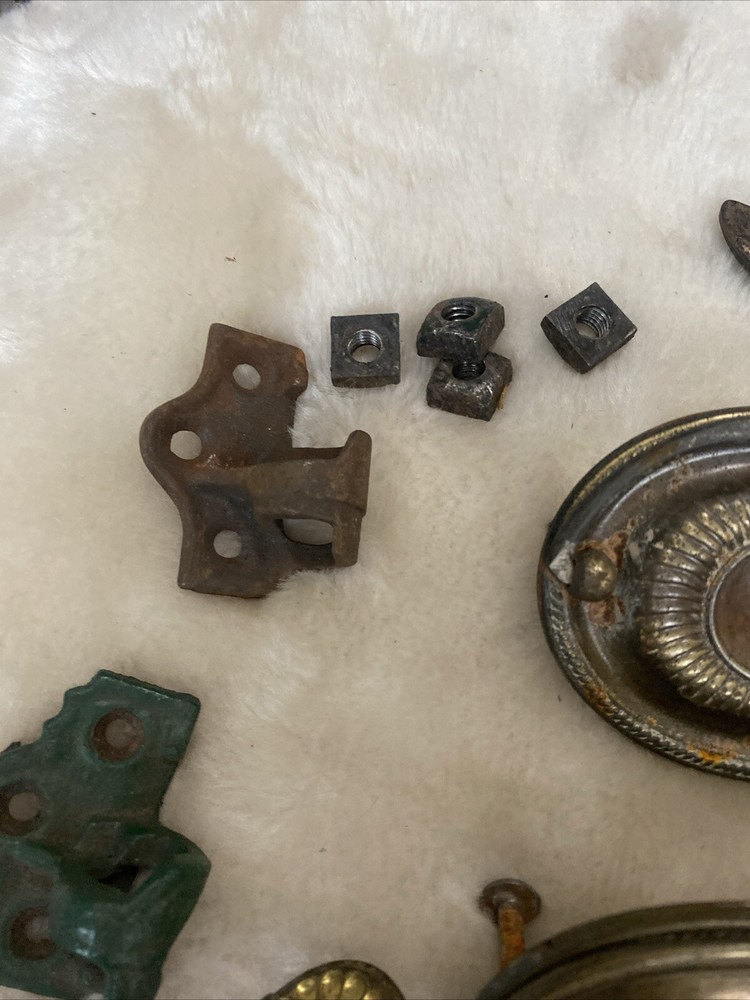 Antique Hardware Lot Pulls Latch Wheels Hook
