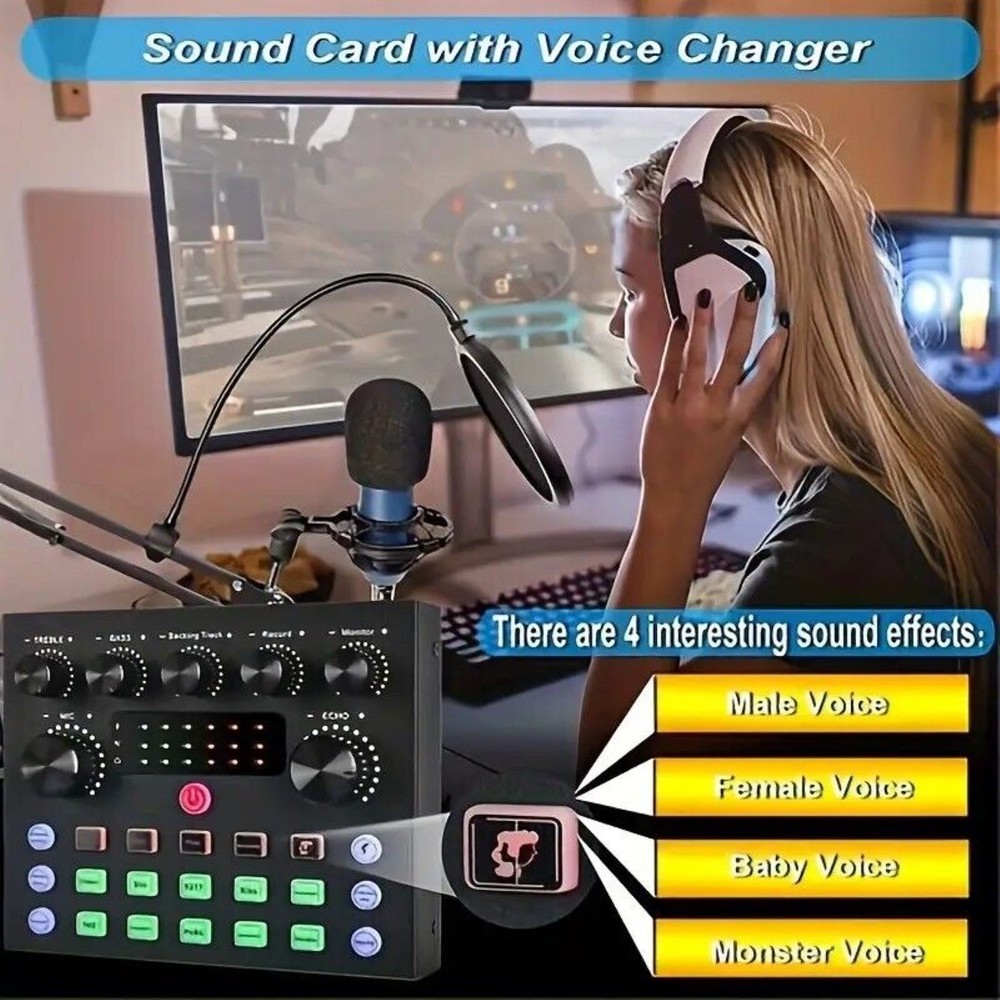 USB Interface External Sound Card Live Broadcast Microphone Audio Card Equipment