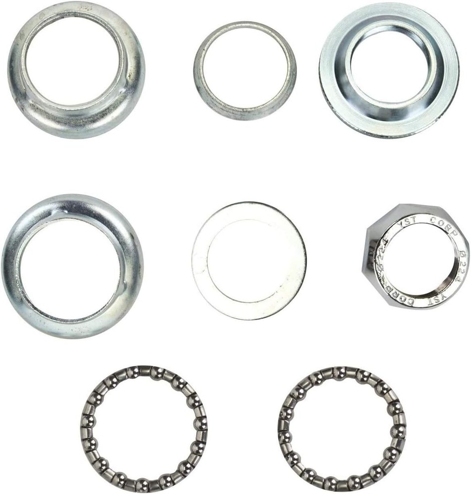 8 PCS Lightweight Bicycle Headset & Front Fork Bowl Set - Silver Iron Precision