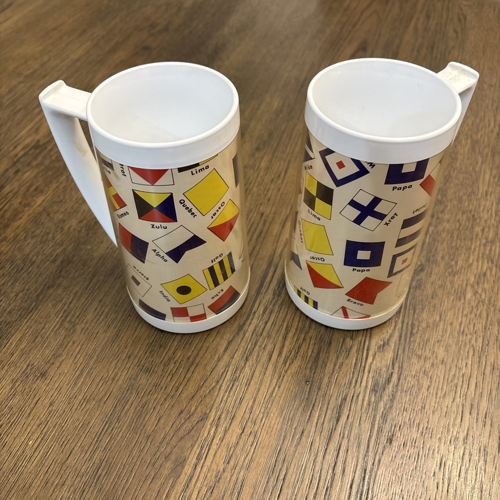 2 Thermo Serv Maritime International Code Signals Flags Cups USA Vtg