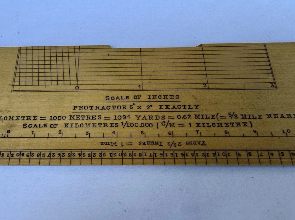 Vintage Army & Navy CSL 6" Rectangular Protractor Map Scale Measuring Ruler Tool