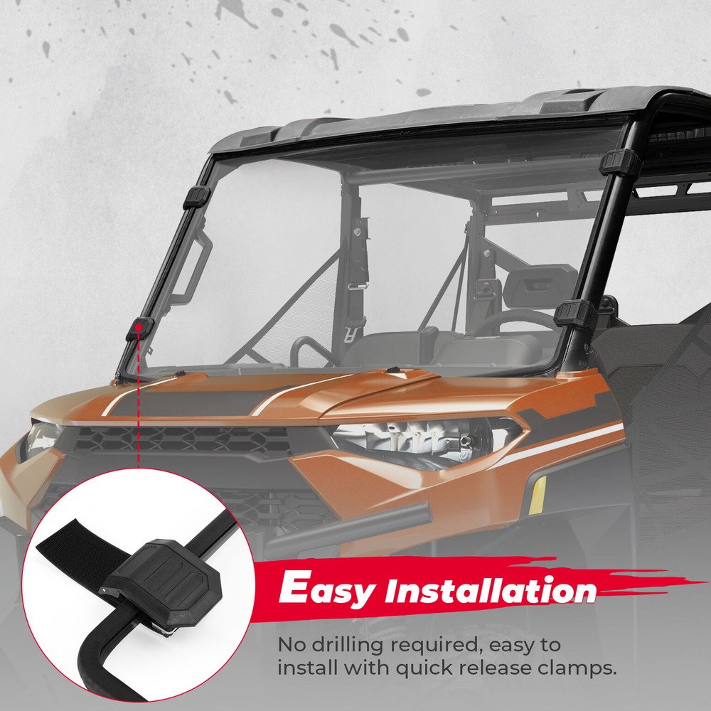 UTV Front & Rear Windshield for Polaris Ranger XP 1000/ Crew XP 1000 2017-2025