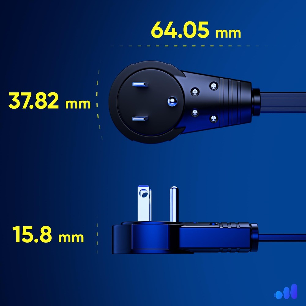 Maximm Cable 2 Ft 360° Rotating Flat Plug Extension Cord, 16/3 AWG Multi 3 Ou...