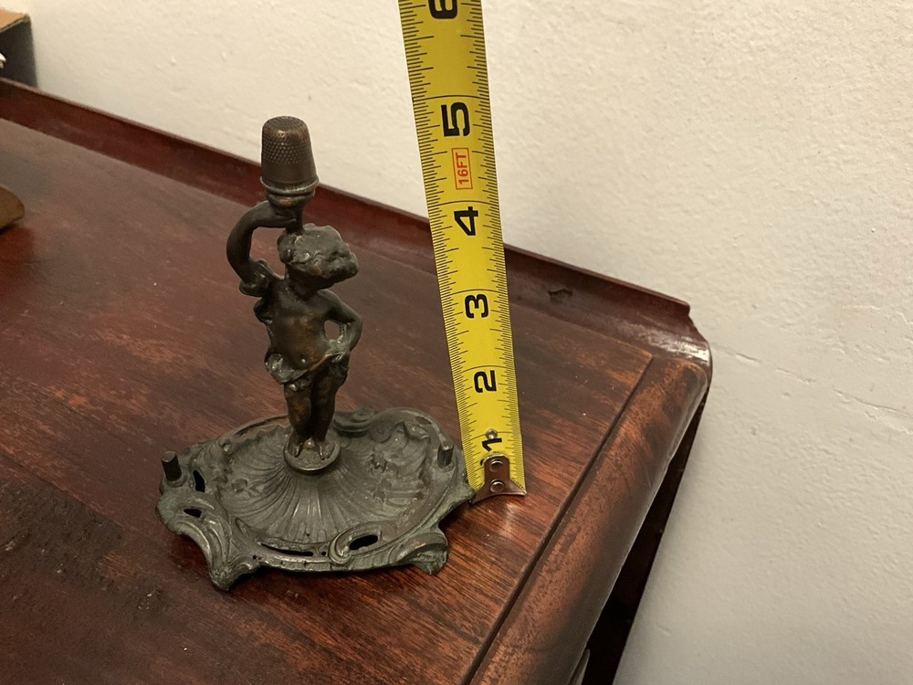 Antique Victorian Figural Cherub Thimble Thread Holder