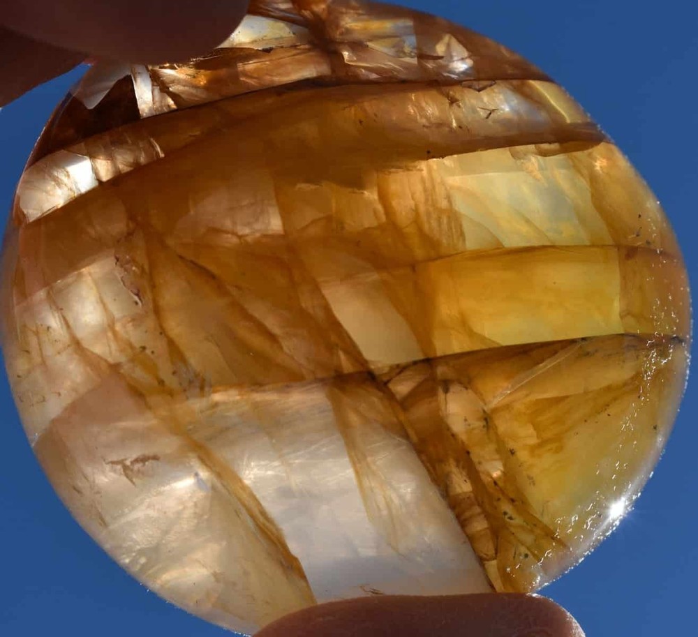 Yellow Hematoid Quartz Palm Stone #13