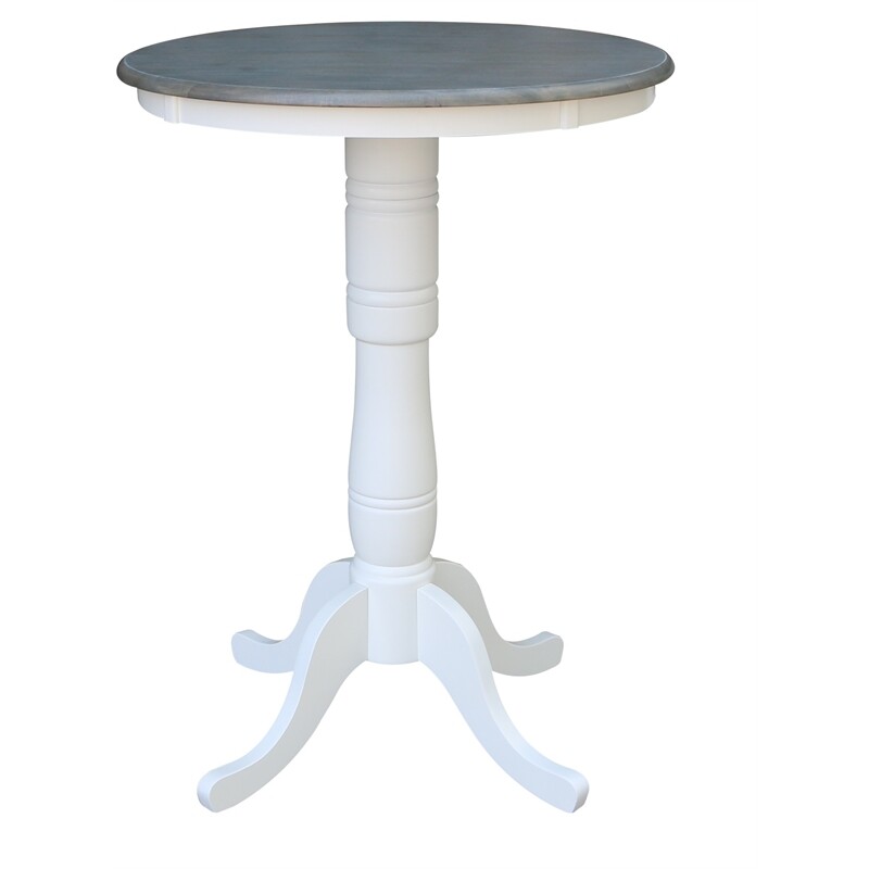 30" Round Solid Wood Gray Table-Bar Height