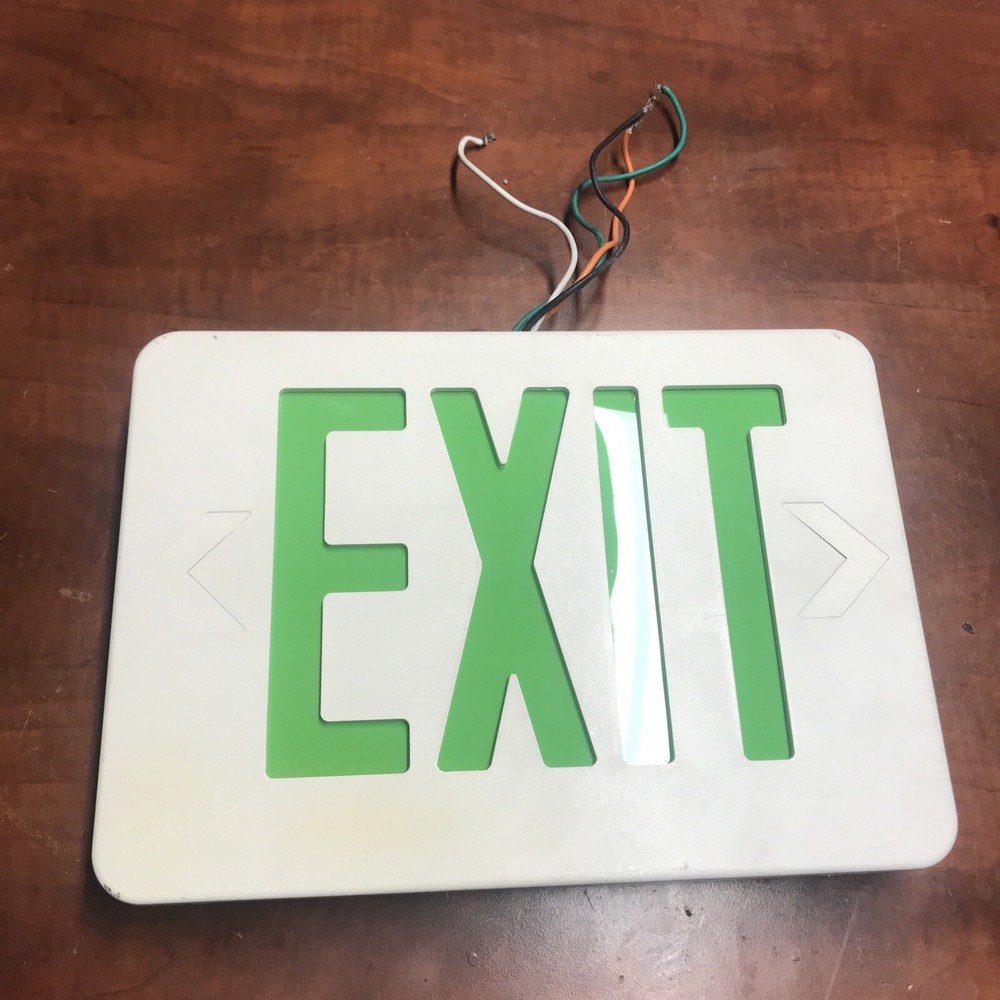 Exit Sign LIGHTING Doubled Sided Emergency Exit Sign Green Used Tested