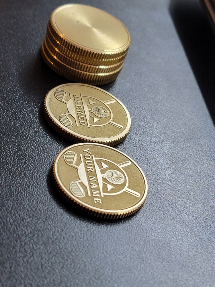 Solid Brass CNC Machined Laser Engraved Personalized Golf Ball Marker