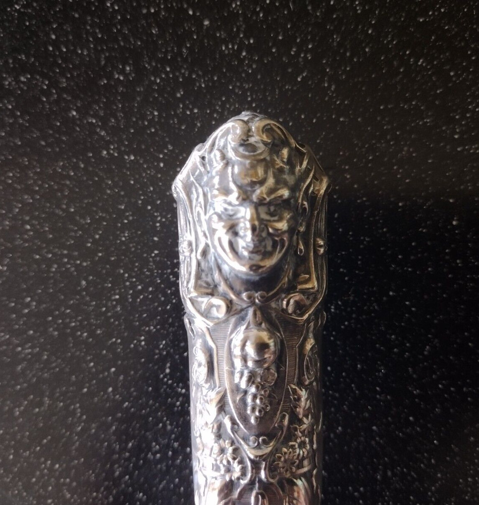 ANTIQUE 1886 REED & BARTON SILVER RENAISSANCE DEVIL'S FACE CRUMB KNIFE BACCHUS