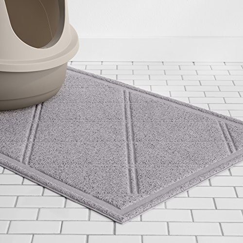 Amazon Basics Less-Mess Cat Litter Box Mat, 1 Count (Pack of 1), Gray