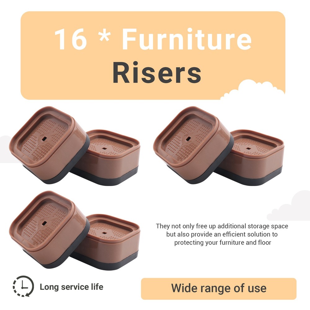 Furniture Risers Adjustable Bed Risers Desk Leg Risers 1.38Inch Stackable4168