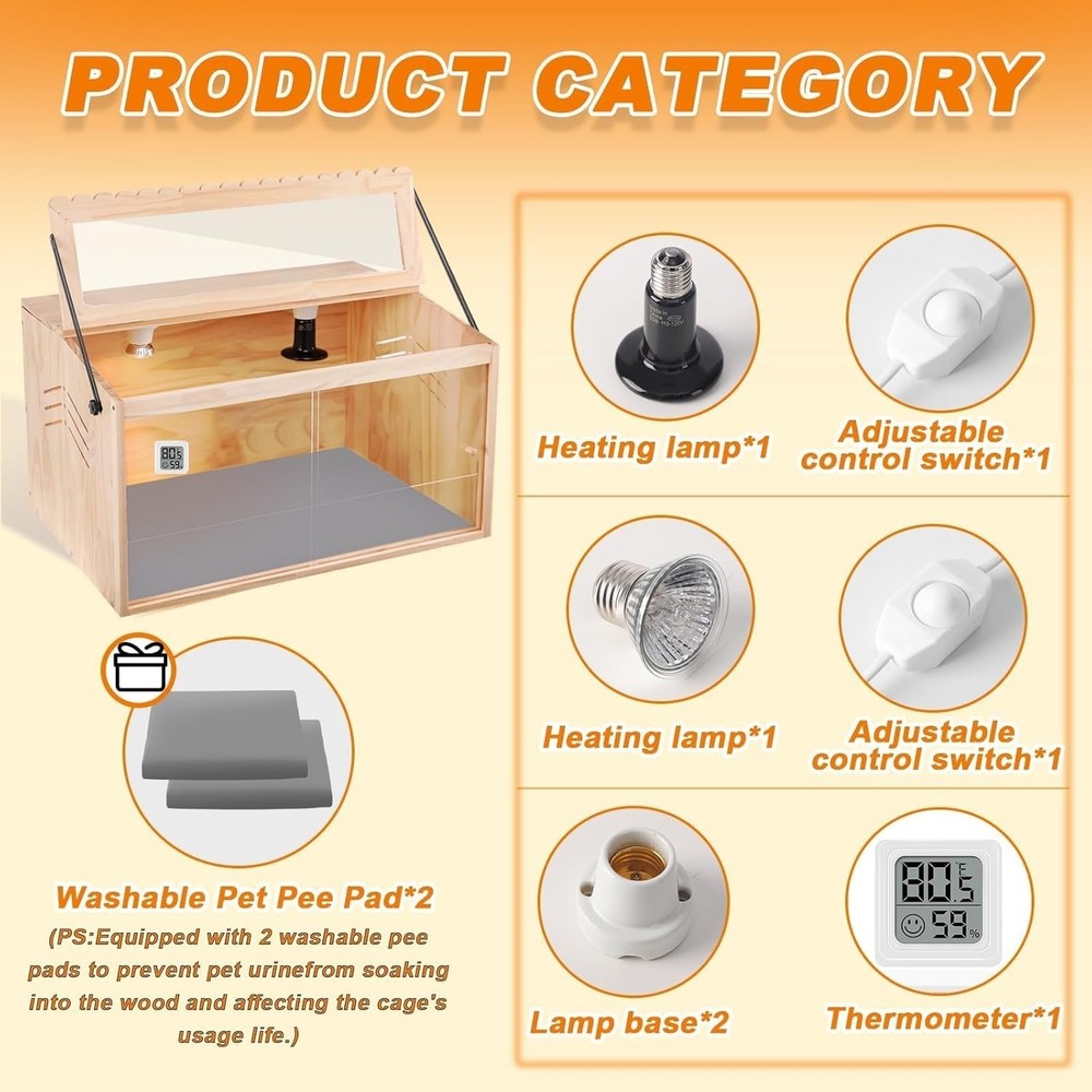 Chick Brooder Box, Brooder Box for Chicks, Pine,Quail Cage, Duck Brooder, Quail