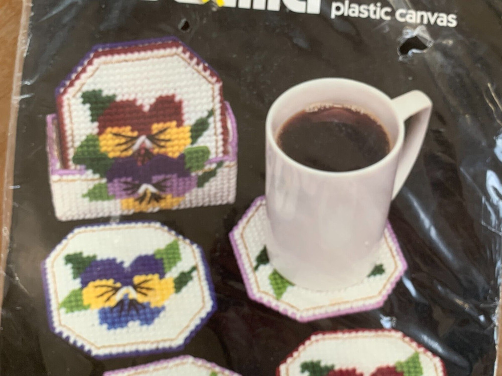 Bucilla Plastic Canvas Pansy Coasters Kit 6020
