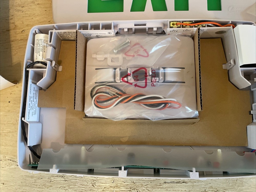 Lithonia Emergency Exit Sign Green Lettering Untested Open Box