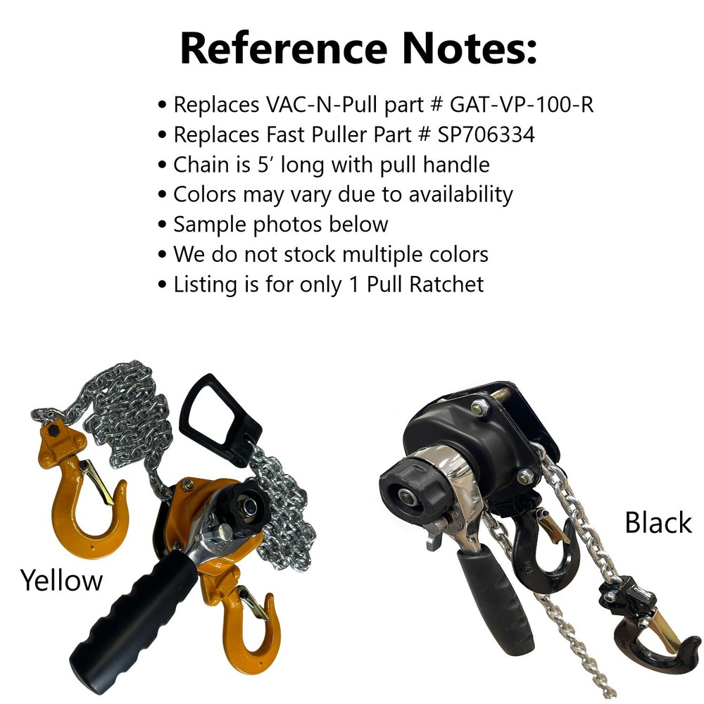 Pulling Ratchet with Chain for VAC-N-pull Vacuum Pulling post